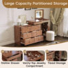 Vanity Desk with Mirror and Lights, Makeup Vanity Table with Flip-Top Tabletop and Storage 7 Drawers, 9 Compartments, 3 Shelves, 3 Color Modes Adjustable Makeup Table for Bedroom, Walnut