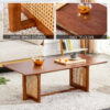 Chinese style log wind Imitation rattan Walnut color tea table rectangular solid wood coffee low table small family living room tea table
