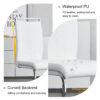 Table and chair set.63*31.4 Inch Pandora Patterned Sintered Stone Dining Table Set - 4 White PU Chairs With Silver Metal Legs.Modern Light Luxury.Perfect For Dinner Room,Meeting Room,Kitchen,etc.