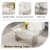 Table and chair set.63*31.4 Inch Pandora Patterned Sintered Stone Dining Table Set - 4 White PU Chairs With Silver Metal Legs.Modern Light Luxury.Perfect For Dinner Room,Meeting Room,Kitchen,etc.