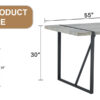 Table and chair set. Modern minimalist grey marble textured MDF dining table with metal frame. Comes with chairs with 4 PU cushions and black metal legs.