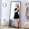 Fourth generation black solid wood frame full-length mirror, dressing mirror, bedroom porch, decorative mirror, clothing store, floor standing large mirror, wall mounted. 71 "* 31.5"