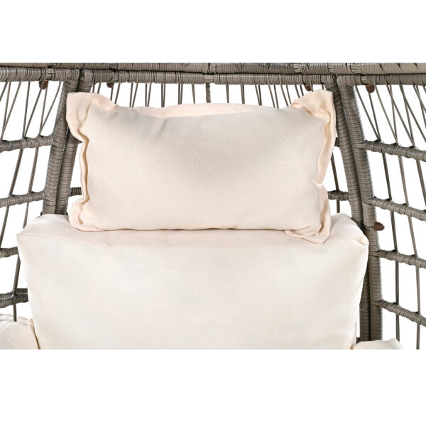 TREXM Outdoor Swivel Chair with Cushions, Rattan Egg Patio Chair with Rocking Function for Balcony, Poolside and Garden (Grey Wicker + Beige Cushion)