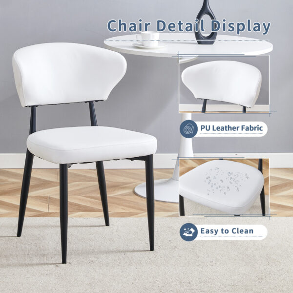 efa7663c38094836a01f1c7752e87228_da93e637c79a156f7df0f5086fda94be Table and chair set.A Modern Minimalist Circular Dining Table With A Diameter Of 33.3 Inches.Paired With 4 White Minimalist Ergonomic Dining Chair, With A Curved Backrest For Comfortable Design.