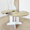 Dining Table for Farmhouse Kitchen 59x43 Inch Expandable Oval Table Top with Removable Leaf Trestle X Shaped Base White