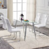 Modern Dining Chairs with Faux Leather Padded Seat Dining Living Room Chairs Upholstered Chair with Metal Legs Design for Kitchen, Living, Bedroom, Dining Room Side Chairs Set of 4 (White+PU )C-001