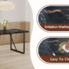 Industrial rectangular MDF black dining table for 4-6 people with 1.5 inch thick MDF top and black metal legs for work desk, kitchen, terrace, dining room.55*31.4