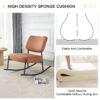 PU material cushioned rocking chair, unique rocking chair, cushioned seat, brown backrest rocking chair, black metal legs. Comfortable side chairs in the living room, bedroom, and office