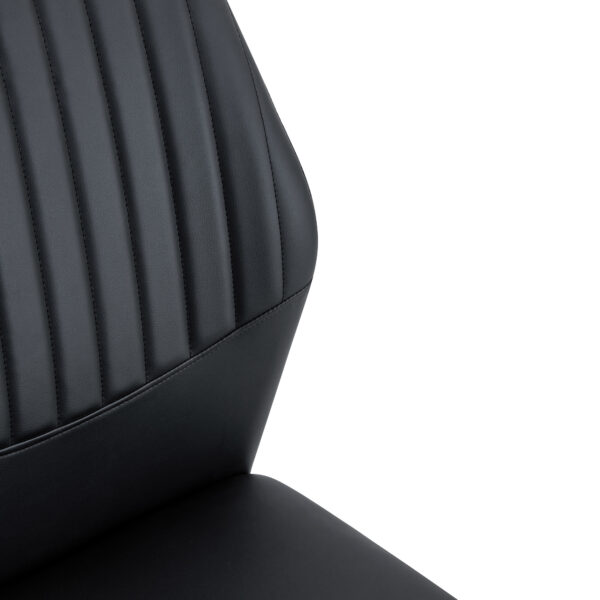 f03c67f6a17e4a02a3799f9327d5966c_98d9ede0be13bb67e4904aa08e5c8ede Luxury Simple Chair - Set of 6 BLACK PU Material High Resilience Dining Chair with Metal Black Leg.The Chair Back Has a Vertical Stripe Design With Smooth And Uniform Lines.