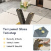Table and chair set.Luxurious Tempered Glass Dining Set - 63"x35.4" with 4 Comfortable Black PU Chairs With Golden Arched Metal Legs .V-Shaped Support Design Table Leg.