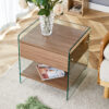 Bedside table with drawers. The board surface is MDF sticker, and both sides are transparent tempered glass. The design is simple and elegant, with excellent storage functions.