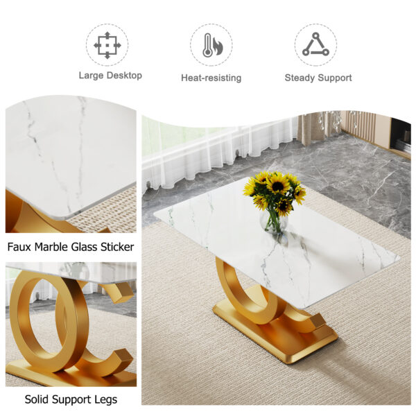 f0c9f3bdf9c44be093b2e8a6db7541ec_20240306_105826f263d85989754d9f3196e9caf6 A large modern minimalist rectangular dining table suitable for 6-8 people, A set of 6-piece PU leather backrest and black metal legs modern dining chairs. F-OC C-007