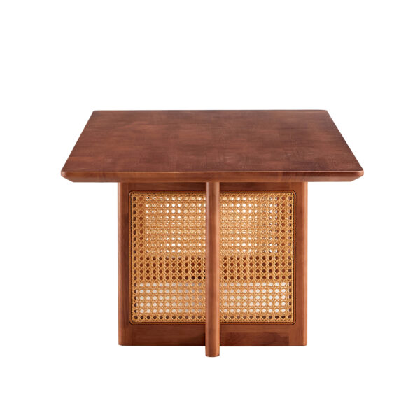 Chinese style log wind Imitation rattan Walnut color tea table rectangular solid wood coffee low table small family living room tea table