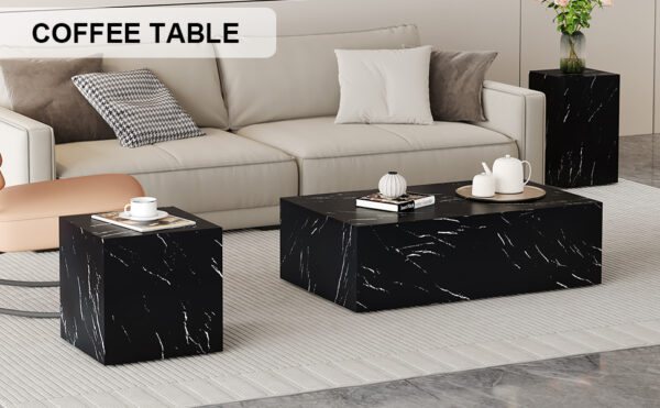 f0f1579b059342cda23aa145c0c78f4a_0f1eb0257e3b5299f4ce466ccd73b946 Harmonious Black Marble Texture MDF Coffee Table Set - A Choice for Modern Home Harmony.Black Marble Texture Sticker,Density Board Sticker,MDF.
