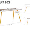 Modern minimalist dining table. White imitation marble pattern SINTERED STONE desktop with golden metal legs.62.2"*34.6"*30" F-001