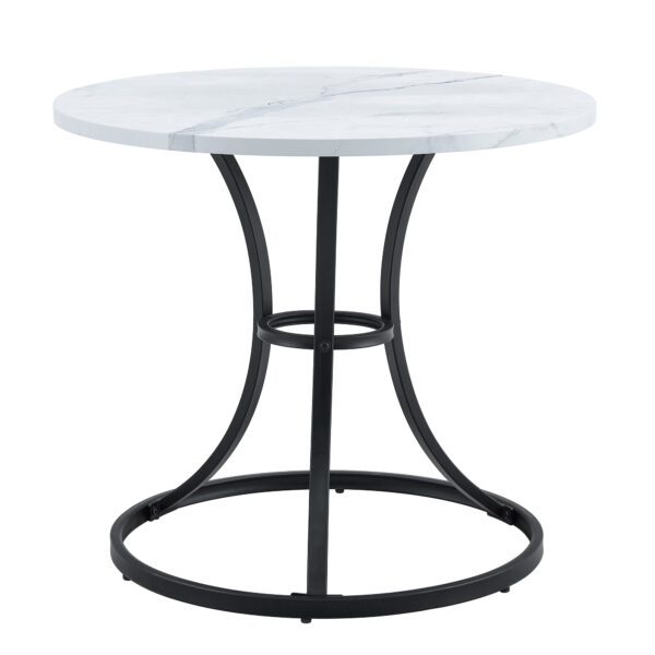 f1290e84a56c4b30bf3ef174db6a7a54_92b6965cd77e12c1b69f7633cffd8ef5 Table and chair set.A Modern Minimalist Circular Dining Table With A Diameter Of 33.3 Inches.Paired With 4 High Quality Light Gray Dining Chairs Made Of Linen Fabric.Iron pipe spraying Legs.