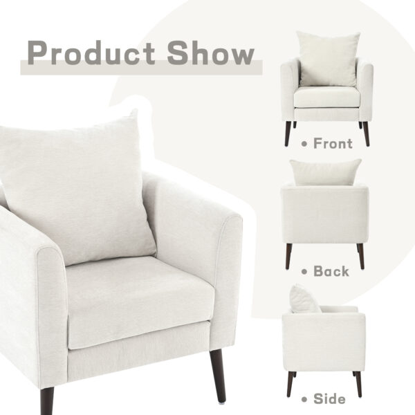 f14ac0e98628412f8a9db87a1bf7ecb9_f5103cb67e05d96b805f08a2ff590d16 Modern Chenille Accent Chair, Upholstered Armchair for Living Room ,Mid Century Fabric Lounge Chair w/ Pillow, Comfortable Reading Chair with Wood Legs for Living Room, Bedroom,Reception Room (Beige)