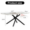 Large rectangular imitation marble dining table, 6-8 seats, 0.39 "black artificial marble countertop, smooth chrome legs, Sleek Chrome Legs. Perfect for Kitchen, Dining, Living, Meeting, Banquet 1537
