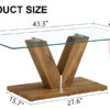 A modern minimalist style coffee table. Transparent tempered glass tabletop with wooden MDF columns. Suitable for living room and dining room.  CT-V