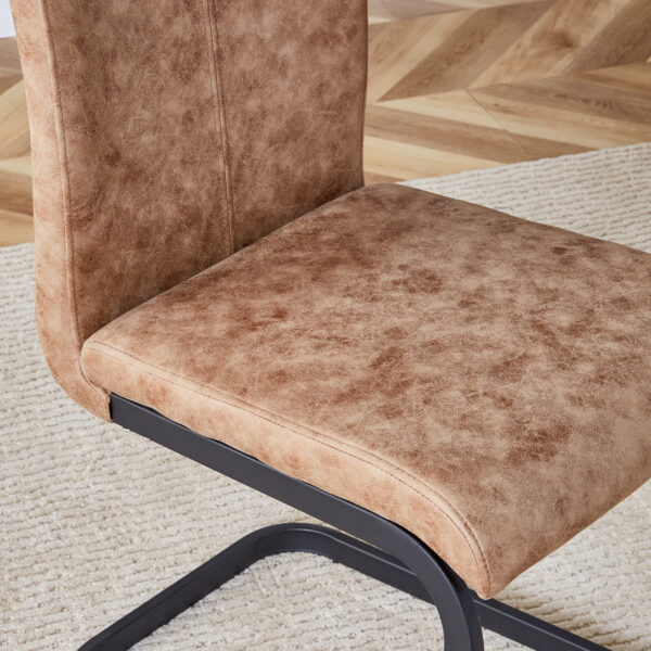 f162c4654e4e4b35a14f12c52f74cfe3_20240408_45795d7e35fc8fe1cb66f0708b47e2a9 Dining Chairs,tech cloth High Back Upholstered Side Chair with C-shaped Tube Black Metal Legs for Dining Room Kitchen Vanity Patio Club Guest Office chair (Set of 2) Brown1162