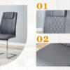 Table and chair set.64.5 x 35.4 Inch Stylish White Marble Textured Dining Table,Perfectly Blending Simplicity And Transparency.Paried With 4 Dark Gray High-quality PU Chairs With Arched Metal Legs.