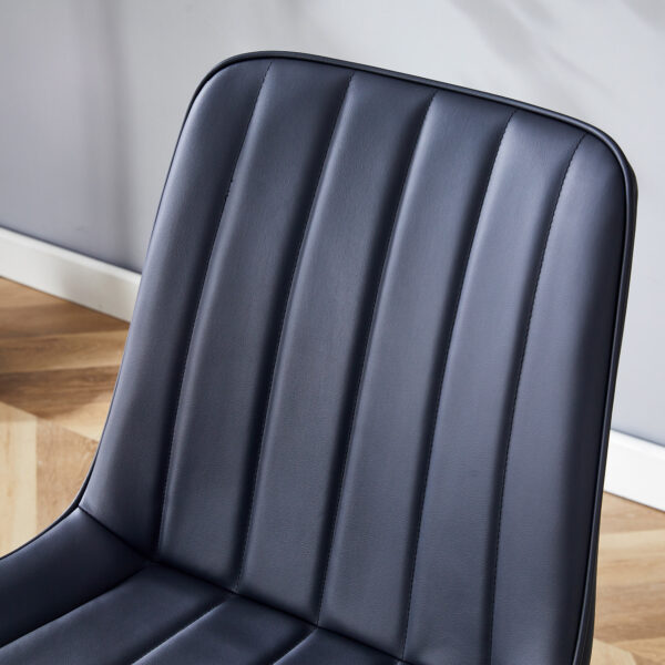 Table and chair set.Modern Black Marble Pattern MDF Dining Table Set - 55"x31.4" with 4 Extended Seat Cushion PU Dining Chairs and 1 Bench,A Choice of Subtle Luxury for Modern Homes.