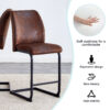A set of two brown chairs, including suede cushions and black metal legs. Small size, suitable for select groups, suitable for dining room, kitchen, terrace and guest office chairs (set of 2)