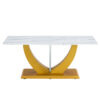 Coffee table.Modern minimalist Tempered glass with sticker desktop ,golden MDF legs and stainless steel decorative columns. Lightweight and easy to move. CT-907
