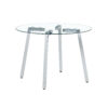 Modern minimalist style circular transparent tempered glass table, tempered glass tabletop, silver metal table legs, suitable for kitchen, dining room, and living room, 40 "* 40" * 29.5 "W1151S01226