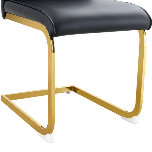 f1dfa2c5e20e4d29bc3432ca4ed43b86_6e3fe18f2fc97c83a2adbeb586f070a9 Luxury Simple Arch Chair - Set of 8 BLACK PU Material High Resilience Dining Chair with Arched Metal Gold Leg.Packed In Two Boxes.