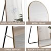 The 3rd generation aluminum alloy metal frame arched floor mounted wall mirror, upgraded in quality, bathroom makeup mirror, bedroom entrance, clothing store, gold 65 "* 23 "W1151121956