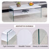 Double rectangular coffee table. The board surface is MDF, with white stickers, and both sides are transparent tempered glass. Suitable for living room, bedroom and other occasions.