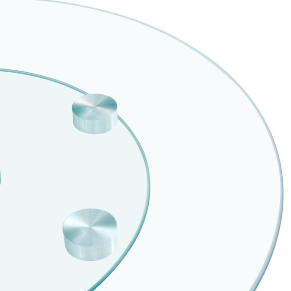 f2772be67959482886b7f7cf99571886_d8630aeca071bde8a0ed6cd7618d9084 Double layer rotatable round glass.The rotatable design makes it more convenient to retrieve and place items.The upper glass has a diameter of 24 inches, while the lower glass15 inches.