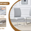 Table and chair set.63"*35.4" White Imitation Marble Pattern MDF Dining Table Set - 6 Soft and Comfortable Light Gray PU Chair With Arched Metal Silver Leg.Create Your Exclusive Low-Key Luxury Space.