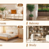 Double rectangular coffee table. The board surface is MDF, with white stickers, and both sides are transparent tempered glass. Suitable for living room, bedroom and other occasions.
