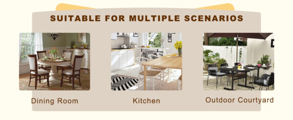 Table and chair set.A 49.6*30 Inch Transparent Tempered Glass Dining Table With Natural Wood Grain MDF Legs.Paired With 4 Black PU High Resilience Dining Chair with Walnut Color Metal Leg.