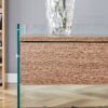 Bedside table with drawers. The board surface is MDF sticker, and both sides are transparent tempered glass. The design is simple and elegant, with excellent storage functions.