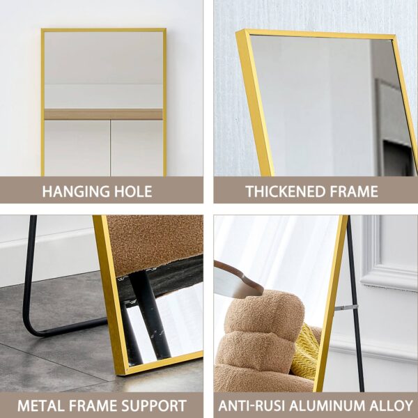 f3105f29672a469090cc7ecbb4cf7144_f69fb650a59fee4ea5d3d34d51f64e16 The 4rd generation aluminum alloy metal frame wall mounted full body mirror, bathroom makeup mirror, bedroom entrance, decorative mirror, quality upgrade, 59 "* 15.7"W1151125156
