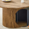 A modern circular coffee table with a diameter of 27.5 inches interprets home aesthetics and practicality. MDF material,cylindrical table leg design.Becoming the visual focal point of home decoration.