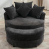 Orisfur. 360° Swivel Accent Barrel Chair with Storage Ottoman & 4 Pillows, Modern Chenille Leisure Chair Round Accent for Living Room, Gray