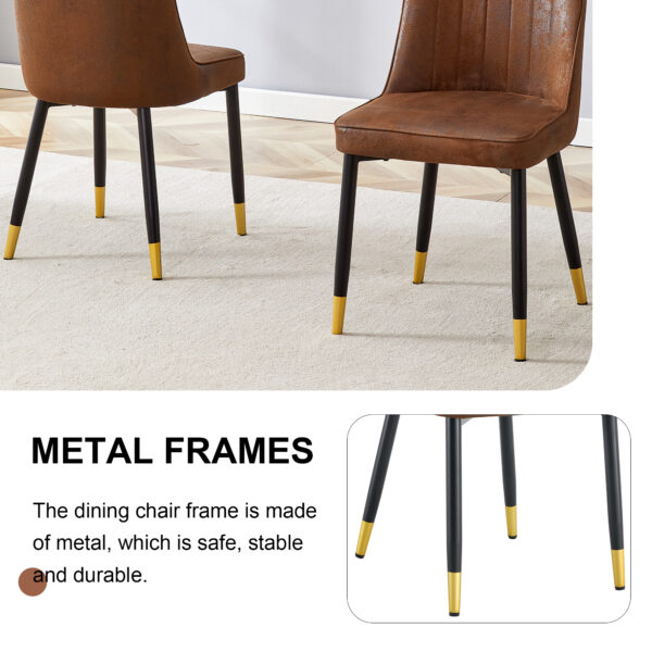 f39b93c156204f6f83305a5abd8e18b9_828f89045c7aa30d893069884efd8d2a Brown Suede-like Velvet Dining Chair Set (Two-Pack)Black Metal legs,dinning chairs,brown.