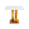 A large modern minimalist rectangular dining table suitable for 6-8 people, equipped with gold MDF OC shaped brackets and aureate base, suitable for kitchen, living room, dining room F-OC