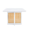 Chinese style white solid wood and imitation rattan coffee table, rectangular solid wood coffee low table, small living room coffee table