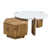 Fashionable and versatile MDF material coffee table set, unlocking a new style in the living room.All are made of MDF material, with white and wood textured stickers on the surface.