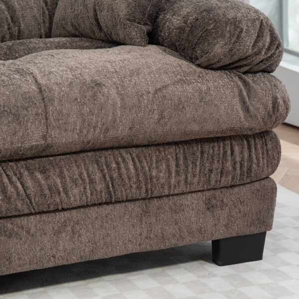 Two-seat Sectional Sofa Modular Deep Seat Sofa Couch Chenille Sofa Sleeper Comfy Upholstered Furniture for Living Room Apartment Studio Office-Gray