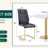 Table and chair set.31.5 Inch Elegant White Marble Pattern Round Dining Table - Suction Molding Annular Texture.Paired With 4 Black High-quality PU Chairs With Arched Golden Metal Legs.