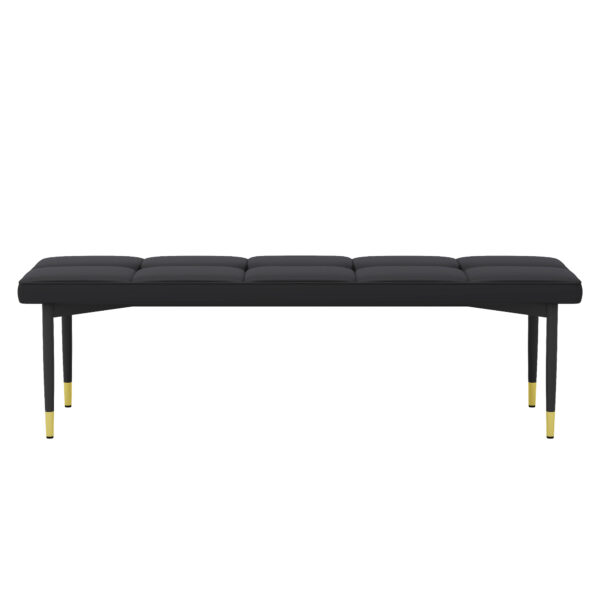 f41da52be657480cb1b3bd6563d538b2_7145e9ad9c1633d3e7b6c79d9dfd3eae 59*17 Inch Multifunctional Black Shoe Bench - Faux PU Cushion, Sturdy Metal Legs With Gold Accents.Suitable For Bedroom,Fitting room, Storage room, Dining room, and Living room,etc.