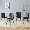 The Black Minimalist Ergonomic Dining Chair Comes In A Pack of 4, With A Comfortable Design Of Extended And Curved Seat Cushions, Unlocking A Comfortable And Minimalist New Sitting Posture.