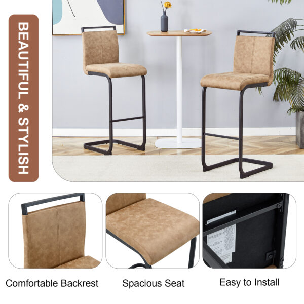 f45026417163470fb3248a2dda32bc57_f1173614e2704282db0b1adf8a7fca5b 42.5 Inch Tall Brown Tech Fabric Bar Stool - A Perfect Combination of Modern Design, Comfort, and Stability.A Set of 2.Suitable Not Only For Home Use But Also For Bars, Restaurants,And Other Settings.