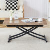 Modern minimalist multifunctional lifting table, with a 0.8-inch wood grain process sticker desktop and black metal legs, can be used as a dressing table, coffee table, dining table, and office table